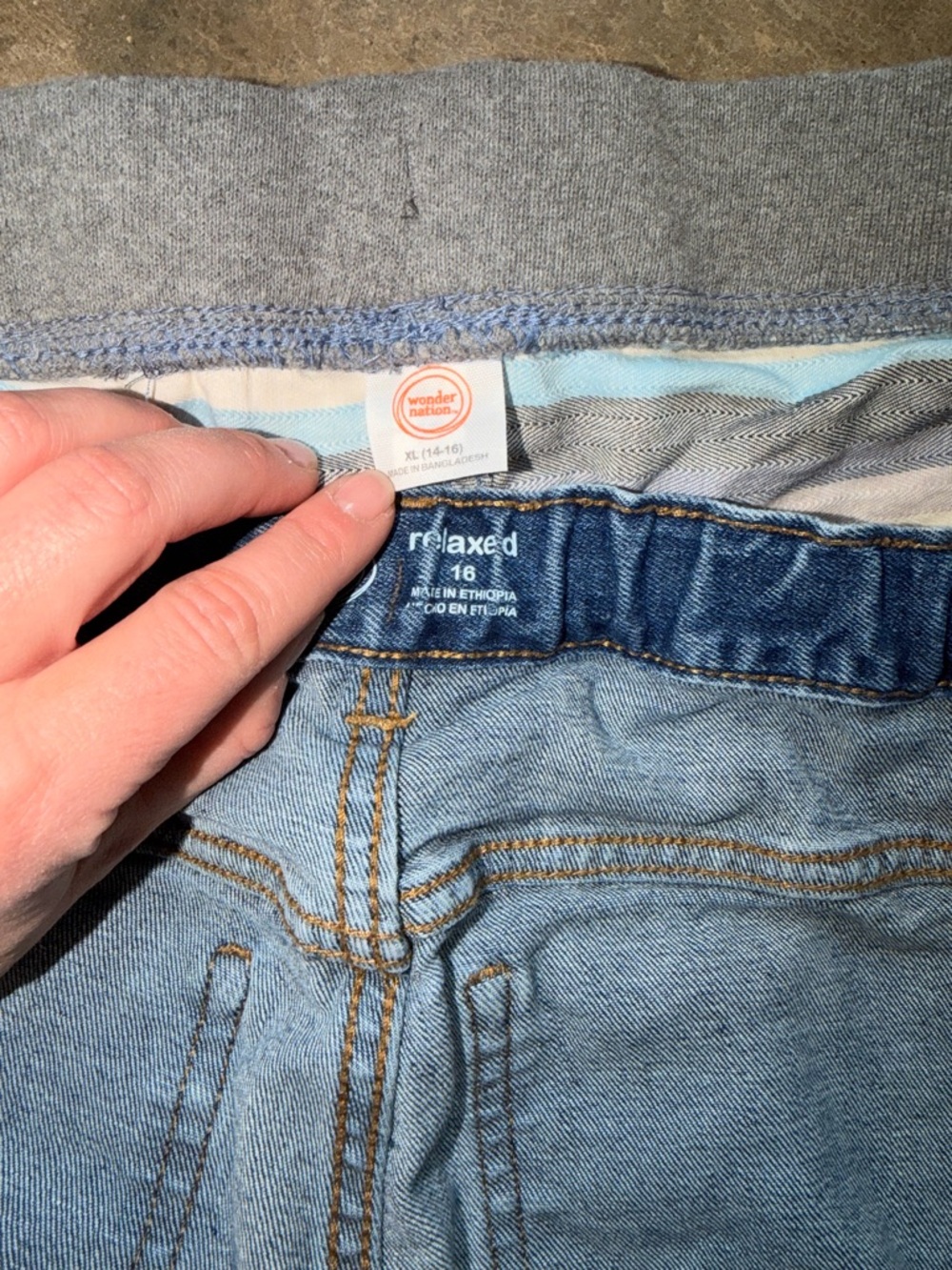 Boys Bundle - Blue Striped Shorts and Adjustable Waist Denim Jeans - Size XL - Picture 11 of 13